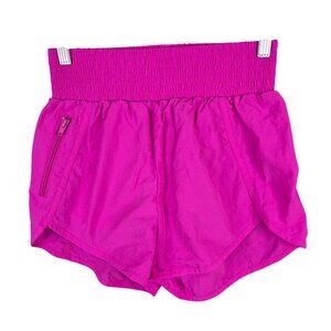 Womens Zenana Hot Pink Athletic Shorts High Waisted Side Zipper Pocket Size S